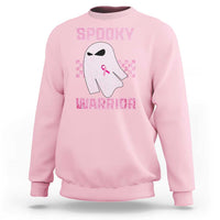 Breast Cancer Halloween Sweatshirt Ghost Wear Pink Ribbon Spooky Warrior - Wonder Print Shop