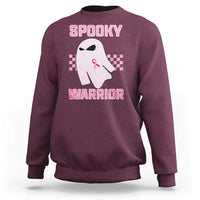 Breast Cancer Halloween Sweatshirt Ghost Wear Pink Ribbon Spooky Warrior - Wonder Print Shop