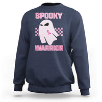 Breast Cancer Halloween Sweatshirt Ghost Wear Pink Ribbon Spooky Warrior - Wonder Print Shop
