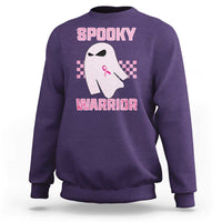 Breast Cancer Halloween Sweatshirt Ghost Wear Pink Ribbon Spooky Warrior - Wonder Print Shop
