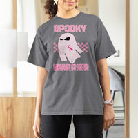 Breast Cancer Halloween T Shirt For Women Ghost Wear Pink Ribbon Spooky Warrior - Wonder Print Shop