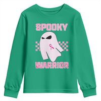 Breast Cancer Halloween Youth Sweatshirt Ghost Wear Pink Ribbon Spooky Warrior - Wonder Print Shop