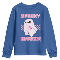 Breast Cancer Halloween Youth Sweatshirt Ghost Wear Pink Ribbon Spooky Warrior - Wonder Print Shop