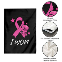 Pink Ribbon Garden Flag I Won Breast Cancer Awareness - Wonder Print Shop