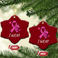 Pink Ribbon Ceramic Ornament I Won Breast Cancer Awareness - Wonder Print Shop