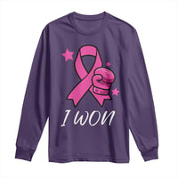 Pink Ribbon Long Sleeve Shirt I Won Breast Cancer Awareness - Wonder Print Shop