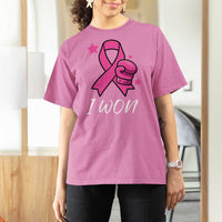 Pink Ribbon T Shirt For Women I Won Breast Cancer Awareness - Wonder Print Shop