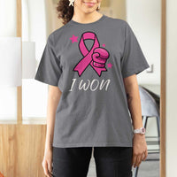 Pink Ribbon T Shirt For Women I Won Breast Cancer Awareness - Wonder Print Shop
