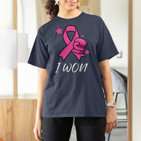 Pink Ribbon T Shirt For Women I Won Breast Cancer Awareness - Wonder Print Shop