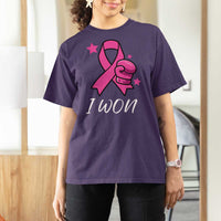 Pink Ribbon T Shirt For Women I Won Breast Cancer Awareness - Wonder Print Shop