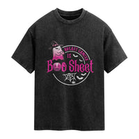 Breast Cancer Is Boo Sheet Washed Cotton T-Shirt October Ghost Pink Ribbon