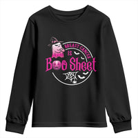 Breast Cancer Is Boo Sheet Youth Sweatshirt October Ghost Pink Ribbon - Wonder Print Shop