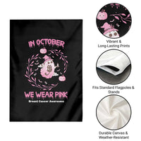 Breast Cancer Halloween Garden Flag In October Ghost Wear Pink Black Cat - Wonder Print Shop