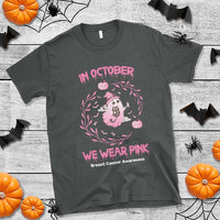 Breast Cancer Halloween T Shirt In October Ghost Wear Pink Black Cat - Wonder Print Shop