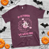 Breast Cancer Halloween T Shirt In October Ghost Wear Pink Black Cat - Wonder Print Shop