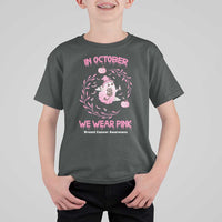 Breast Cancer Halloween T Shirt For Kid In October Ghost Wear Pink Black Cat - Wonder Print Shop