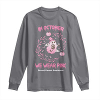 Breast Cancer Halloween Long Sleeve Shirt In October Ghost Wear Pink Black Cat - Wonder Print Shop