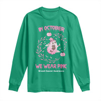Breast Cancer Halloween Long Sleeve Shirt In October Ghost Wear Pink Black Cat - Wonder Print Shop