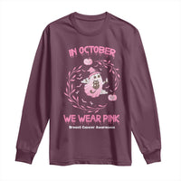 Breast Cancer Halloween Long Sleeve Shirt In October Ghost Wear Pink Black Cat - Wonder Print Shop