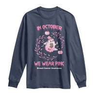 Breast Cancer Halloween Long Sleeve Shirt In October Ghost Wear Pink Black Cat - Wonder Print Shop