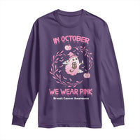 Breast Cancer Halloween Long Sleeve Shirt In October Ghost Wear Pink Black Cat - Wonder Print Shop