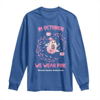 Breast Cancer Halloween Long Sleeve Shirt In October Ghost Wear Pink Black Cat - Wonder Print Shop
