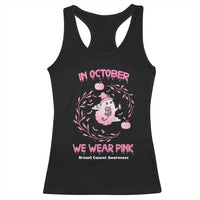 Breast Cancer Halloween Racerback Tank Top In October Ghost Wear Pink Black Cat - Wonder Print Shop
