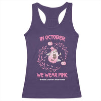 Breast Cancer Halloween Racerback Tank Top In October Ghost Wear Pink Black Cat - Wonder Print Shop