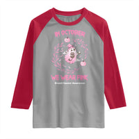 Breast Cancer Halloween Raglan Shirt In October Ghost Wear Pink Black Cat - Wonder Print Shop