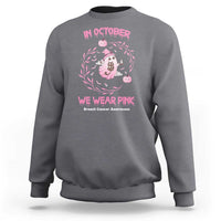 Breast Cancer Halloween Sweatshirt In October Ghost Wear Pink Black Cat - Wonder Print Shop