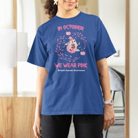 Breast Cancer Halloween T Shirt For Women In October Ghost Wear Pink Black Cat - Wonder Print Shop