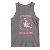 Breast Cancer Halloween Tank Top In October Ghost Wear Pink Black Cat - Wonder Print Shop