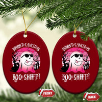 Breast Cancer Is Boo Sheet Ceramic Ornament In October Ghost Wear Pink - Wonder Print Shop