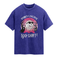 Breast Cancer Is Boo Sheet Washed Cotton T-Shirt In October Ghost Wear Pink