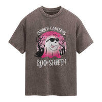 Breast Cancer Is Boo Sheet Washed Cotton T-Shirt In October Ghost Wear Pink