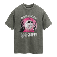 Breast Cancer Is Boo Sheet Washed Cotton T-Shirt In October Ghost Wear Pink