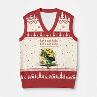 Grammar English Teacher V-Neck Knit Sweater Vest Funny Halloween Dinosaurs Pumpkin Punctuation Saves Lives