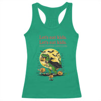 Grammar English Teacher Racerback Tank Top Funny Halloween Dinosaurs Pumpkin Punctuation Saves Lives