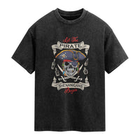 Skull Pirate Let The Pirate Shenanigans Begin Washed Cotton T-Shirt Halloween Crossbones Freebooter