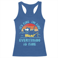 It's Fine I'm Fine Everything Is Fine Funny Cat Racerback Tank Top Christmas Gift - Wonder Print Shop