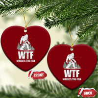 WTF Where's The Fish Ceramic Ornament Funny Fishing Gifts Bigfoot Sasquatch - Wonder Print Shop