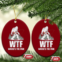 WTF Where's The Fish Ceramic Ornament Funny Fishing Gifts Bigfoot Sasquatch - Wonder Print Shop