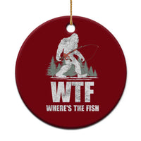 WTF Where's The Fish Ceramic Ornament Funny Fishing Gifts Bigfoot Sasquatch - Wonder Print Shop