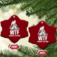 WTF Where's The Fish Ceramic Ornament Funny Fishing Gifts Bigfoot Sasquatch - Wonder Print Shop