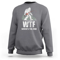 WTF Where's The Fish Sweatshirt Funny Fishing Gifts Bigfoot Sasquatch - Wonder Print Shop
