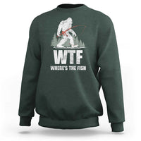 WTF Where's The Fish Sweatshirt Funny Fishing Gifts Bigfoot Sasquatch - Wonder Print Shop