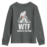 WTF Where's The Fish Youth Sweatshirt Funny Fishing Gifts Bigfoot Sasquatch - Wonder Print Shop