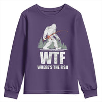 WTF Where's The Fish Youth Sweatshirt Funny Fishing Gifts Bigfoot Sasquatch - Wonder Print Shop