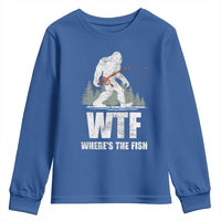 WTF Where's The Fish Youth Sweatshirt Funny Fishing Gifts Bigfoot Sasquatch - Wonder Print Shop