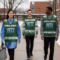 WTF Where's The Fish V-Neck Knit Sweater Vest Funny Fishing Gifts Fathers Day - Wonder Print Shop